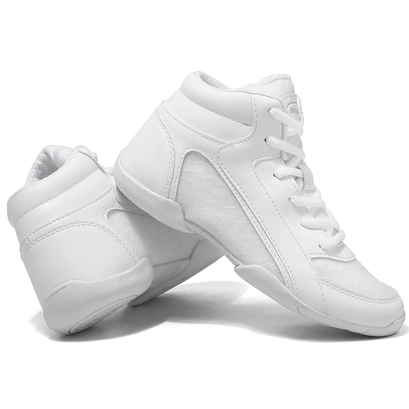 BAXINIER Girls White High Top Cheerleading Shoes for Kids - Lightweight Training and Competition Sneakers for Dance and Tennis