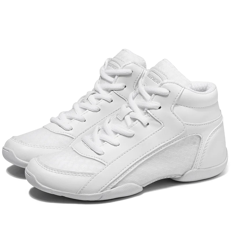 BAXINIER Girls White High Top Cheerleading Shoes for Kids - Lightweight Training and Competition Sneakers for Dance and Tennis