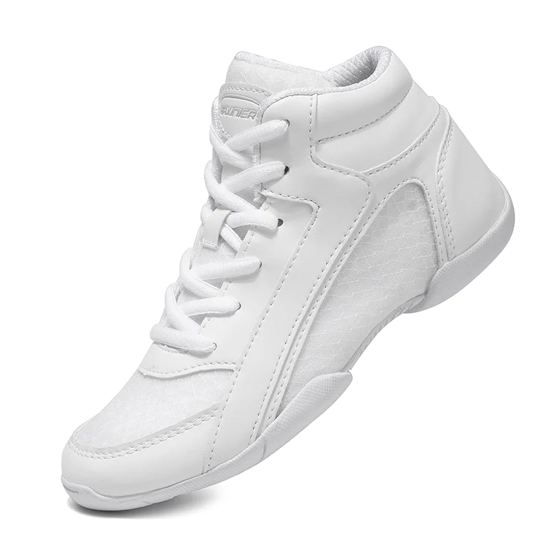 BAXINIER Girls White High Top Cheerleading Shoes for Kids - Lightweight Training and Competition Sneakers for Dance and Tennis