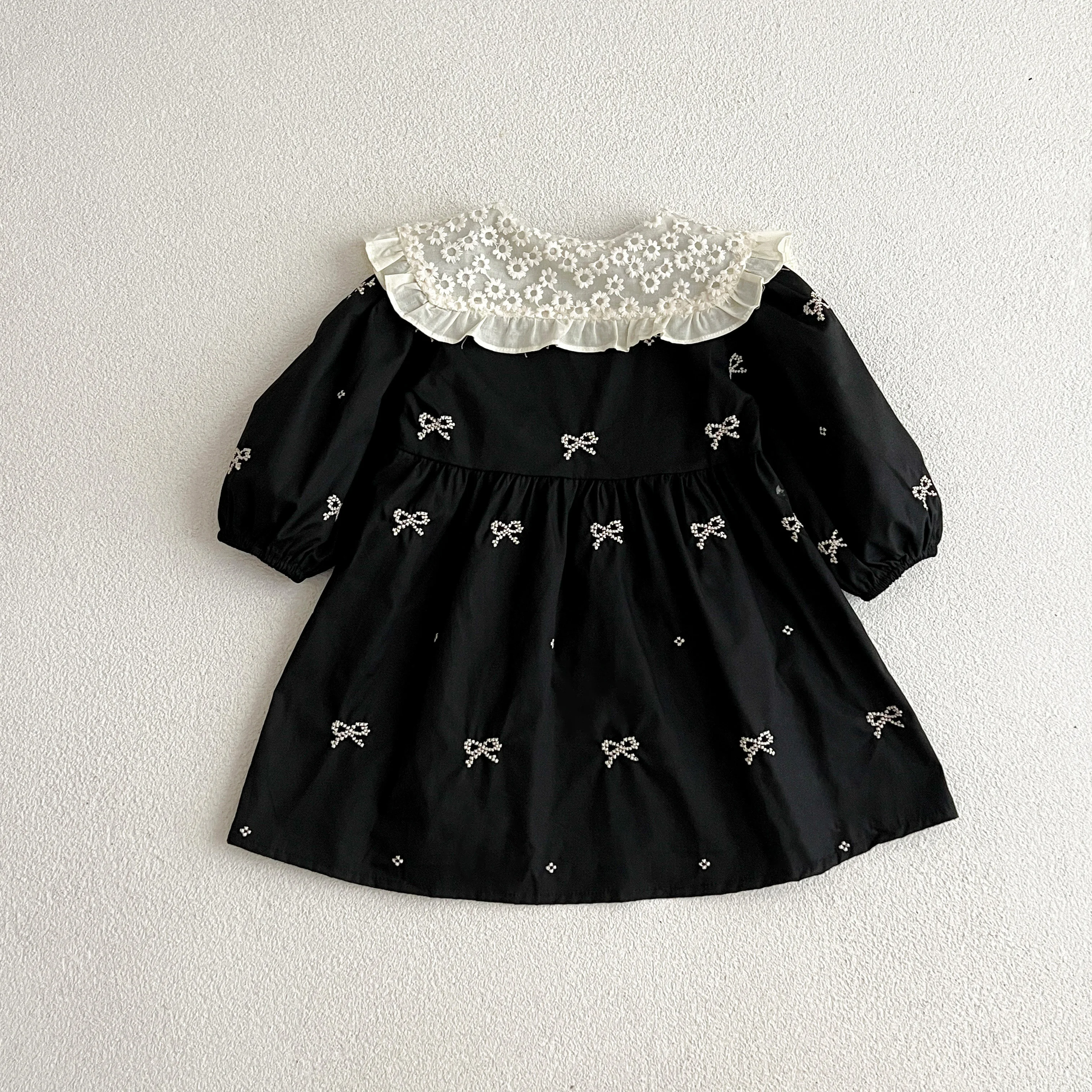 Autumn 0-6Yrs Girls Princess Dress Baby Girl Clothes Clothes Butterfly Collar Baby Girl One Piece Clothes Embroidery Kids Dress