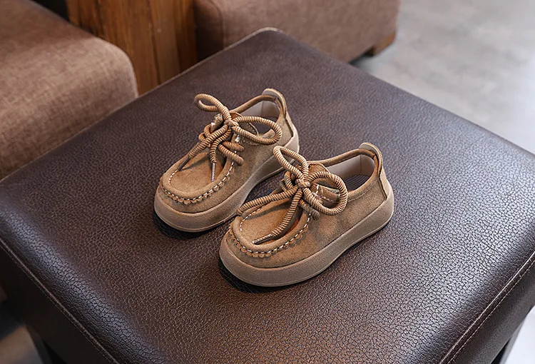2026New Fashion Children Casual Shoes Retro Soft Sole Kids Leather Shoes Round Toes Boys Girls Flat Shoes Classic British Style