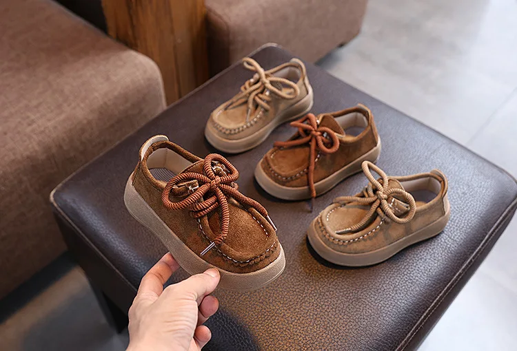 2026New Fashion Children Casual Shoes Retro Soft Sole Kids Leather Shoes Round Toes Boys Girls Flat Shoes Classic British Style