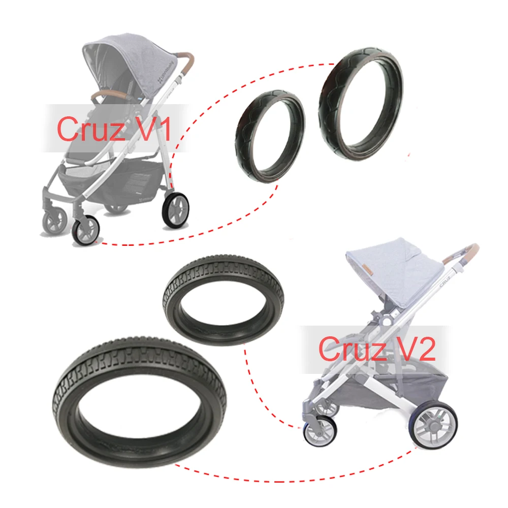 Stroller Wheel Tire Each For Uppababy Cruz V1/V2 Buggy Front Or Rear Tyre Cover PU Tubeless Direct Replacement Baby Accessories