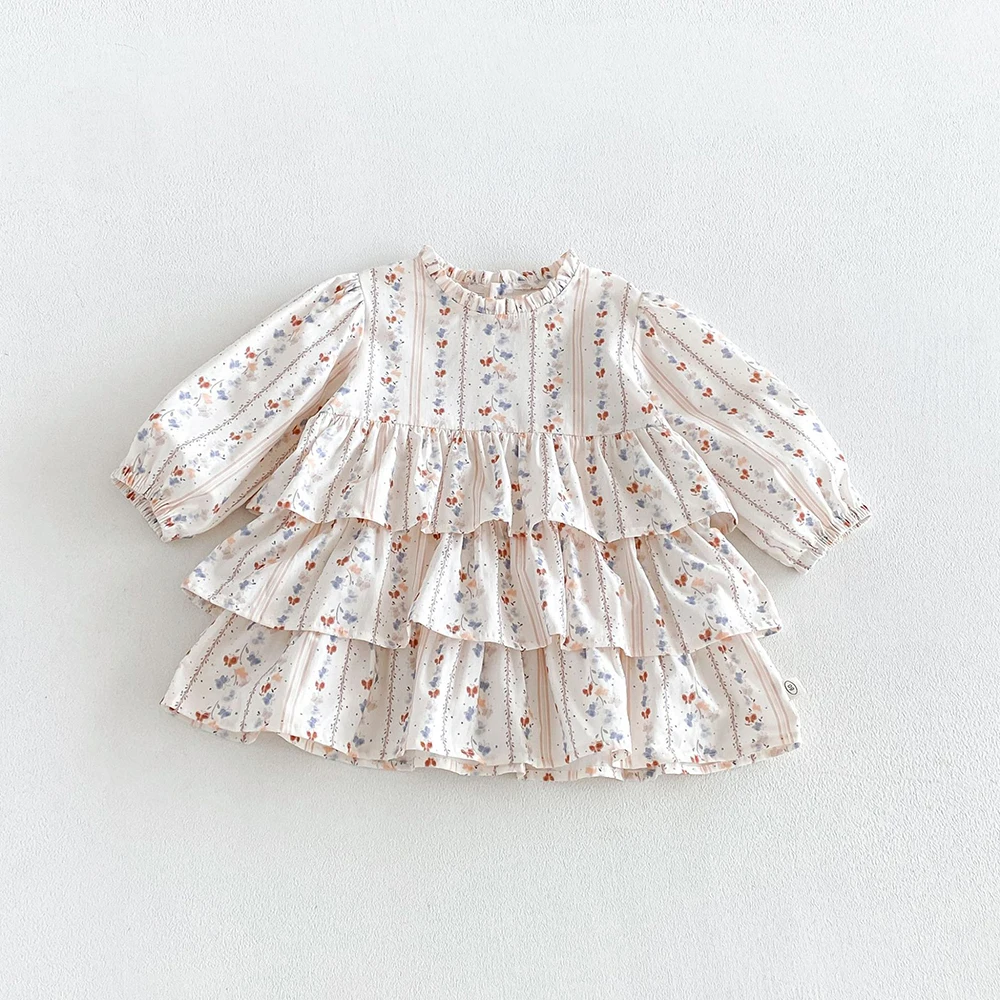 MILANCEL Kids Dress Autumn 1-6T Sweet Floral Dress for Girls Loose Children's Clothing Korean Version Girls Princess Dress