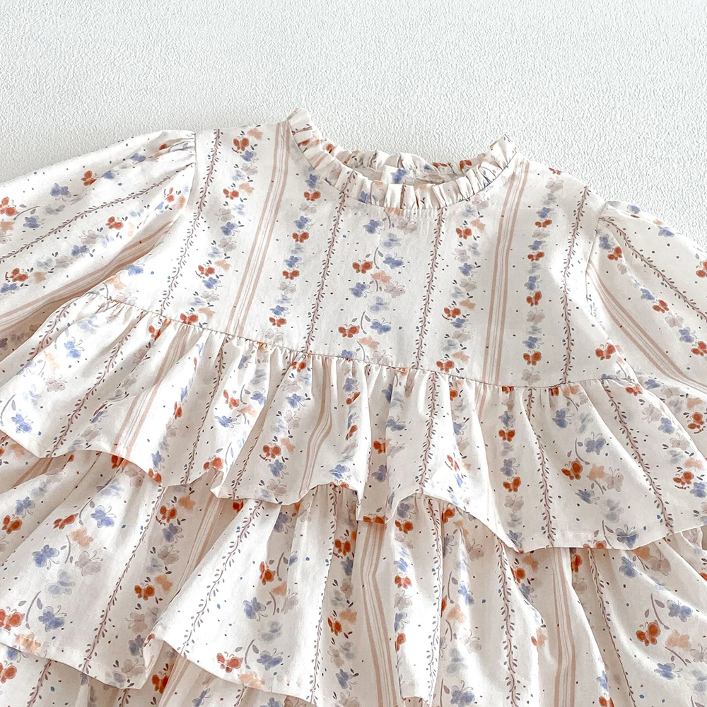 MILANCEL Kids Dress Autumn 1-6T Sweet Floral Dress for Girls Loose Children's Clothing Korean Version Girls Princess Dress