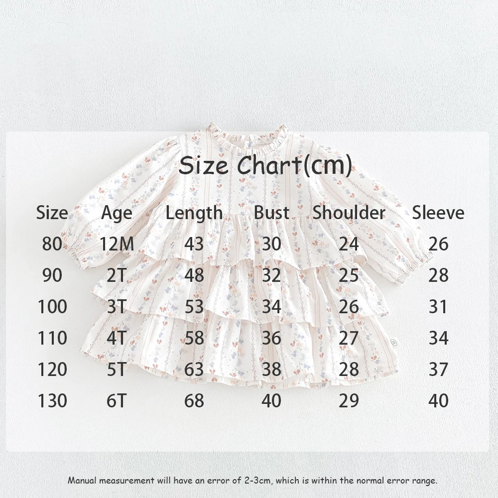MILANCEL Kids Dress Autumn 1-6T Sweet Floral Dress for Girls Loose Children's Clothing Korean Version Girls Princess Dress