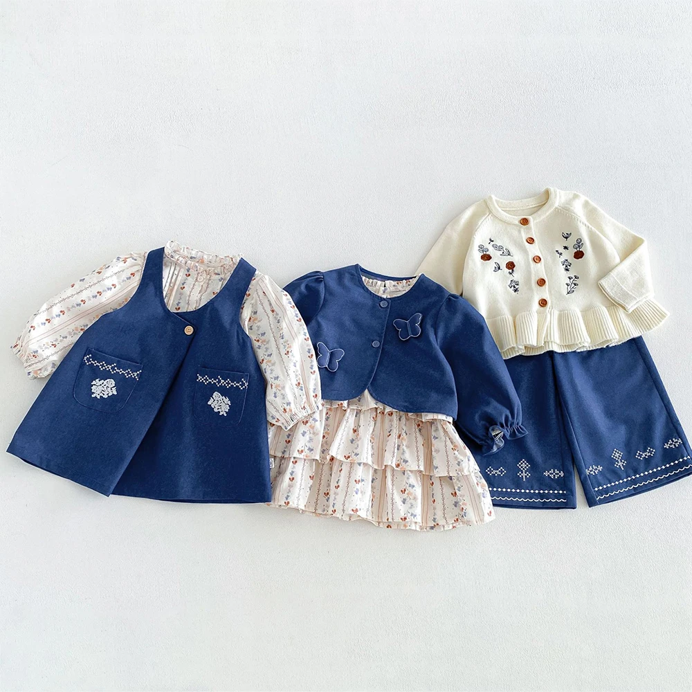 MILANCEL Kids Dress Autumn 1-6T Sweet Floral Dress for Girls Loose Children's Clothing Korean Version Girls Princess Dress