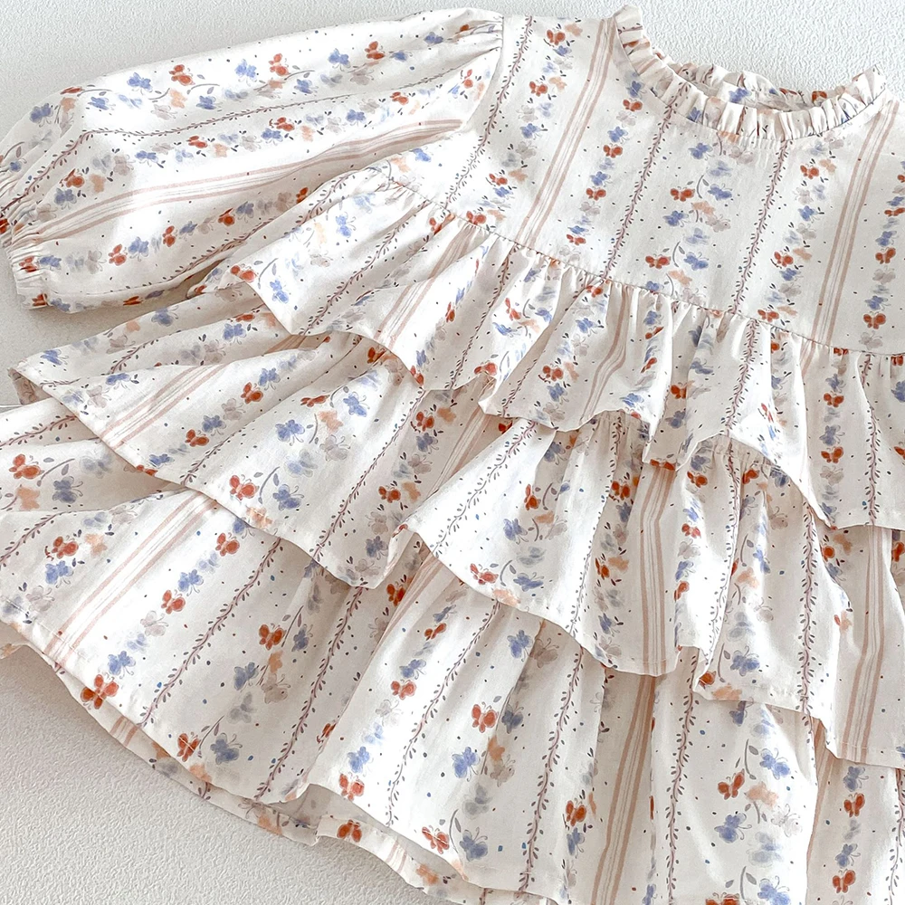 MILANCEL Kids Dress Autumn 1-6T Sweet Floral Dress for Girls Loose Children's Clothing Korean Version Girls Princess Dress