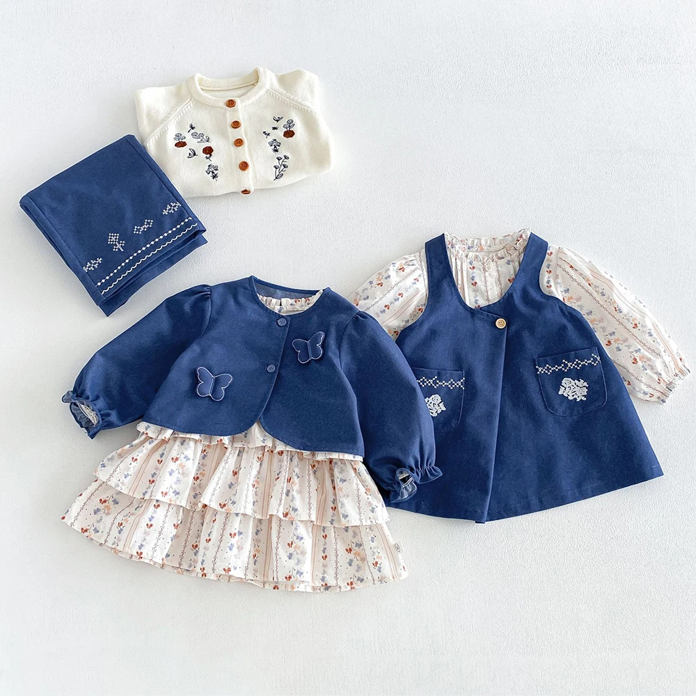 MILANCEL Kids Dress Autumn 1-6T Sweet Floral Dress for Girls Loose Children's Clothing Korean Version Girls Princess Dress