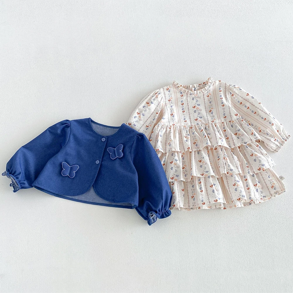 MILANCEL Kids Dress Autumn 1-6T Sweet Floral Dress for Girls Loose Children's Clothing Korean Version Girls Princess Dress