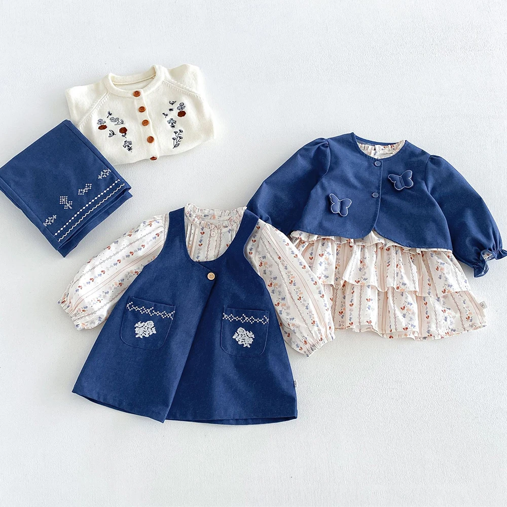 MILANCEL Kids Dress Autumn 1-6T Sweet Floral Dress for Girls Loose Children's Clothing Korean Version Girls Princess Dress