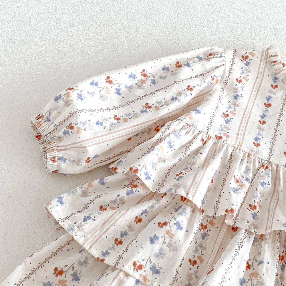 MILANCEL Kids Dress Autumn 1-6T Sweet Floral Dress for Girls Loose Children's Clothing Korean Version Girls Princess Dress