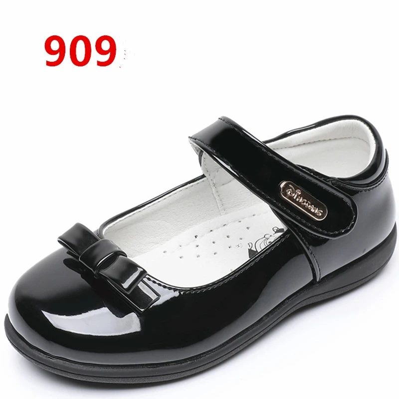 Children's Metal Buckle Leather Shoes Girls Ceremonial Show Small Leather Shoes Girls Bow Princess Shoes Children Perform Flats