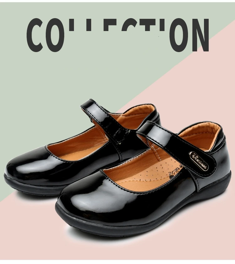Children's Metal Buckle Leather Shoes Girls Ceremonial Show Small Leather Shoes Girls Bow Princess Shoes Children Perform Flats