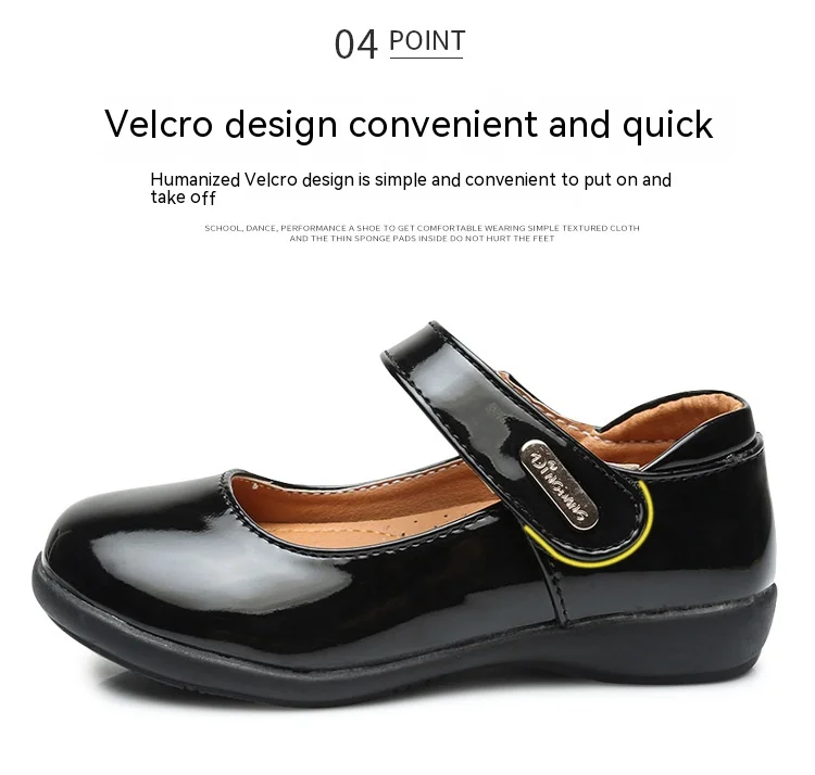 Children's Metal Buckle Leather Shoes Girls Ceremonial Show Small Leather Shoes Girls Bow Princess Shoes Children Perform Flats