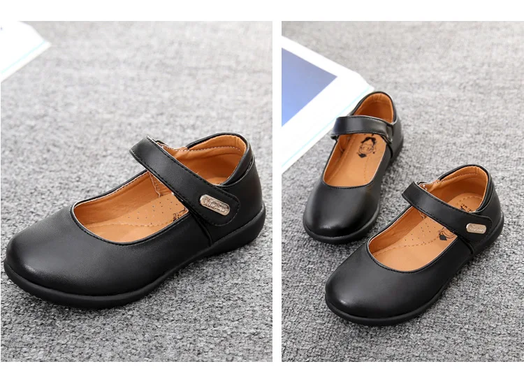 Children's Metal Buckle Leather Shoes Girls Ceremonial Show Small Leather Shoes Girls Bow Princess Shoes Children Perform Flats