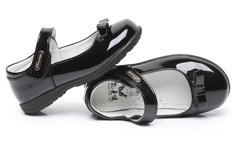 Children's Metal Buckle Leather Shoes Girls Ceremonial Show Small Leather Shoes Girls Bow Princess Shoes Children Perform Flats