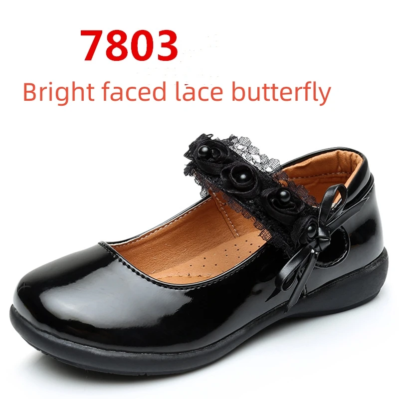 Children's Metal Buckle Leather Shoes Girls Ceremonial Show Small Leather Shoes Girls Bow Princess Shoes Children Perform Flats