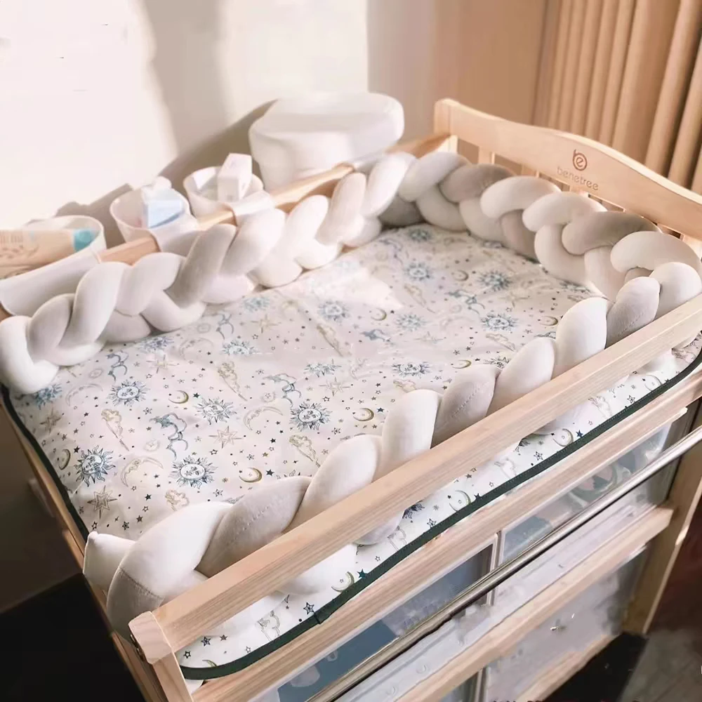Baby Bed Bumper Crib Anticollision Newborn Protection Knot Braid Pillow Cushion Cot Protector Crib Bedding Set 1M/2M3M/4M