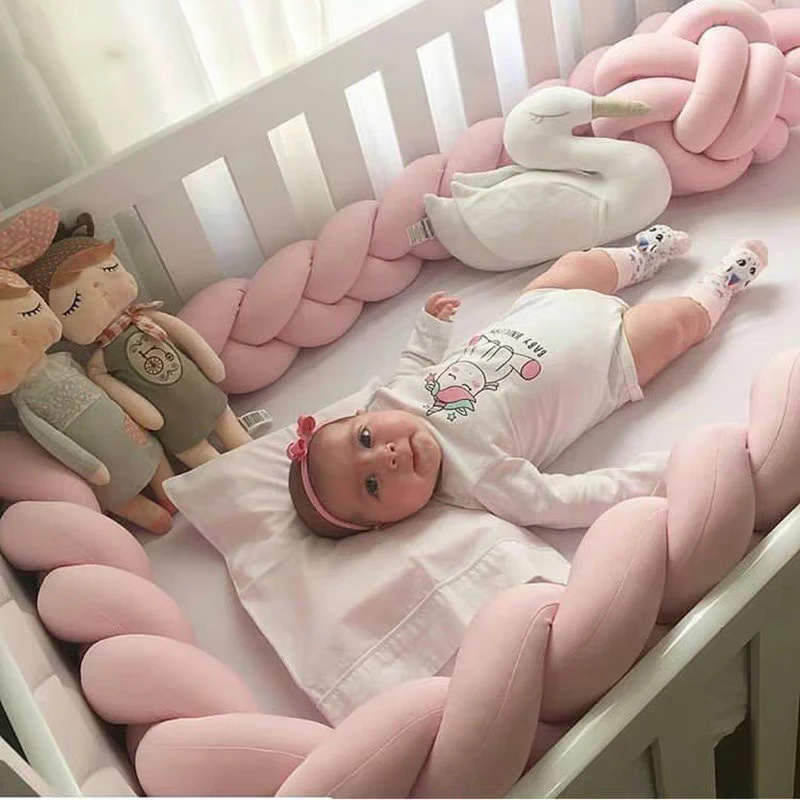 Baby Bed Bumper Crib Anticollision Newborn Protection Knot Braid Pillow Cushion Cot Protector Crib Bedding Set 1M/2M3M/4M