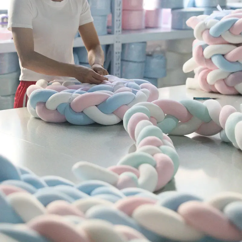 Baby Bed Bumper Crib Anticollision Newborn Protection Knot Braid Pillow Cushion Cot Protector Crib Bedding Set 1M/2M3M/4M