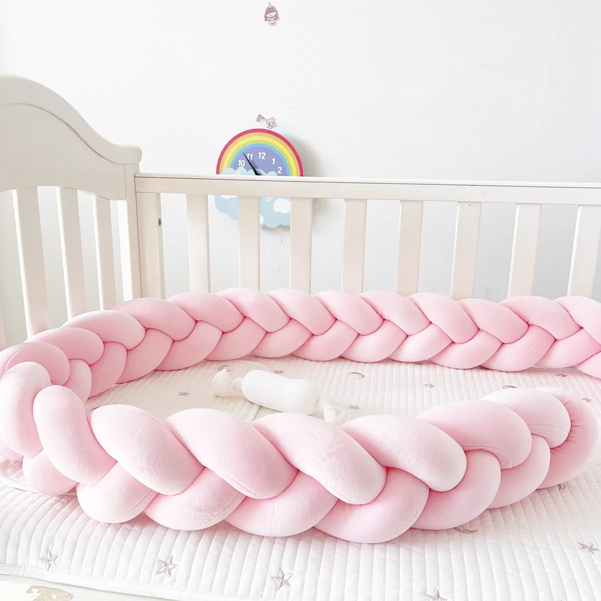 Baby Bed Bumper Crib Anticollision Newborn Protection Knot Braid Pillow Cushion Cot Protector Crib Bedding Set 1M/2M3M/4M