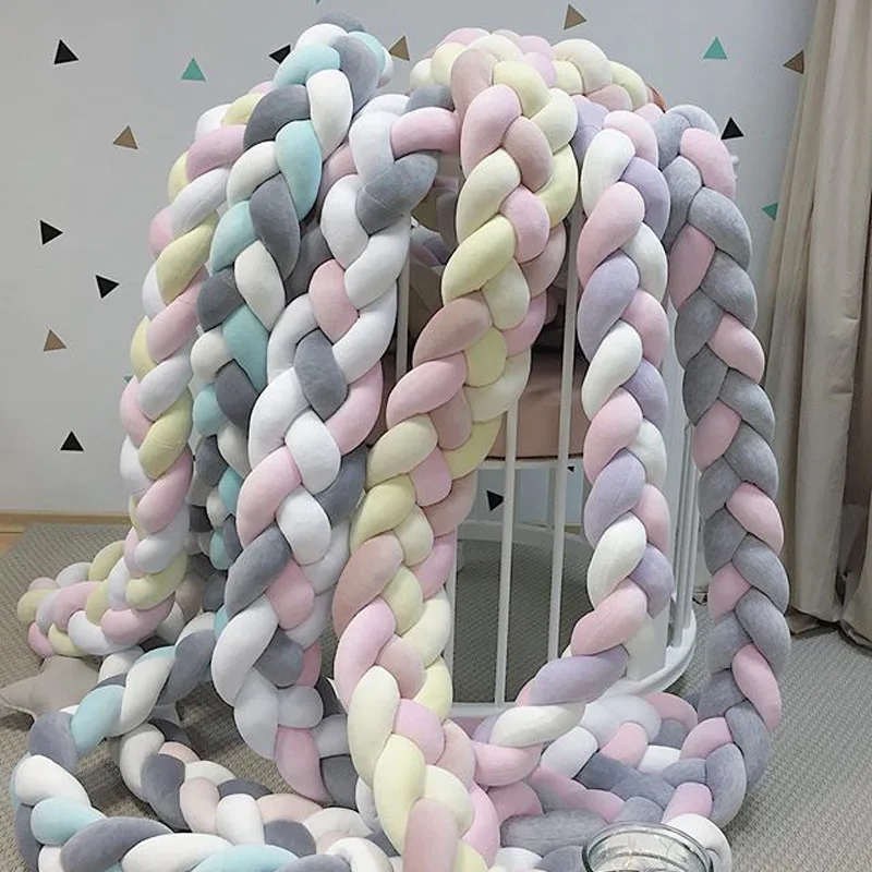 Baby Bed Bumper Crib Anticollision Newborn Protection Knot Braid Pillow Cushion Cot Protector Crib Bedding Set 1M/2M3M/4M