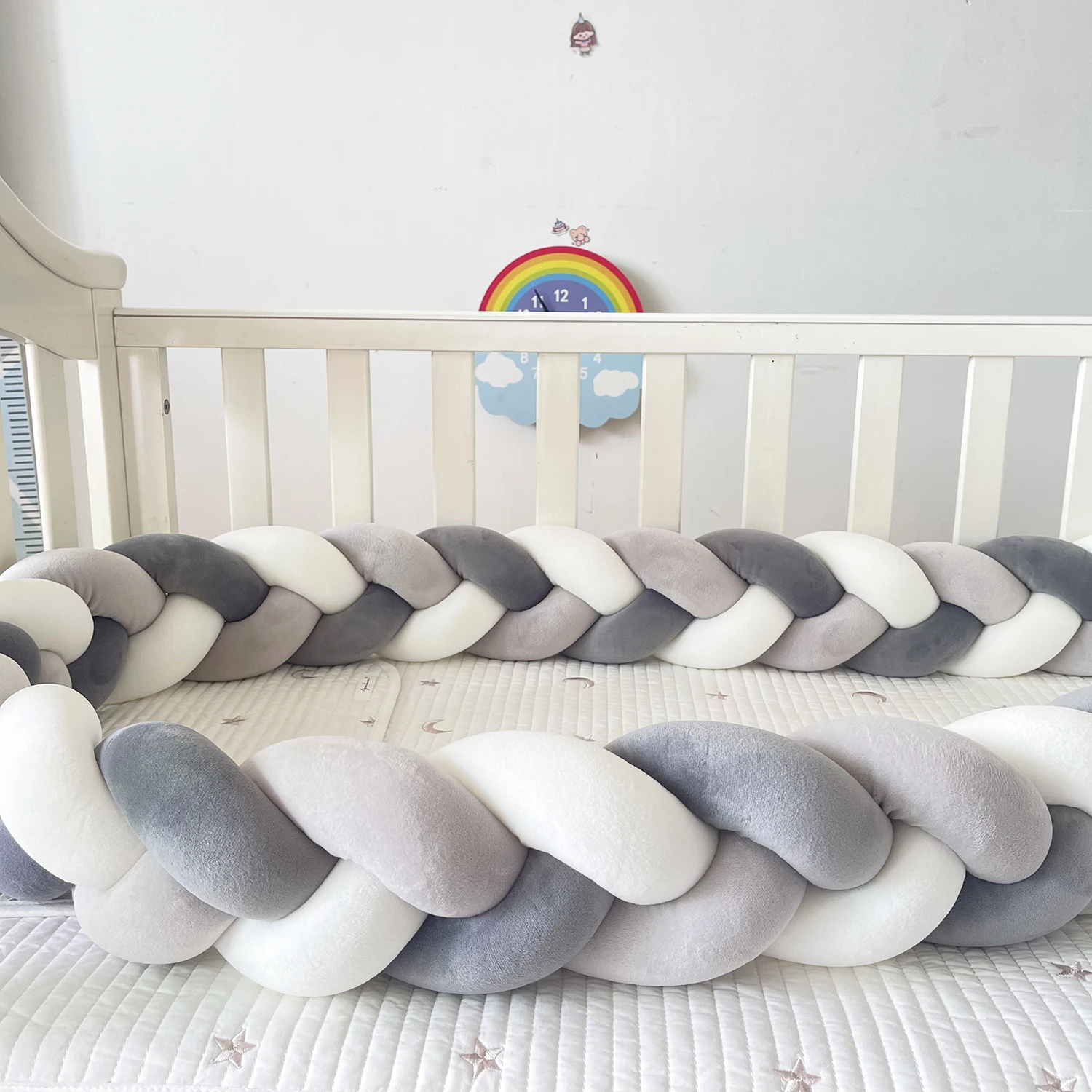 Baby Bed Bumper Crib Anticollision Newborn Protection Knot Braid Pillow Cushion Cot Protector Crib Bedding Set 1M/2M3M/4M
