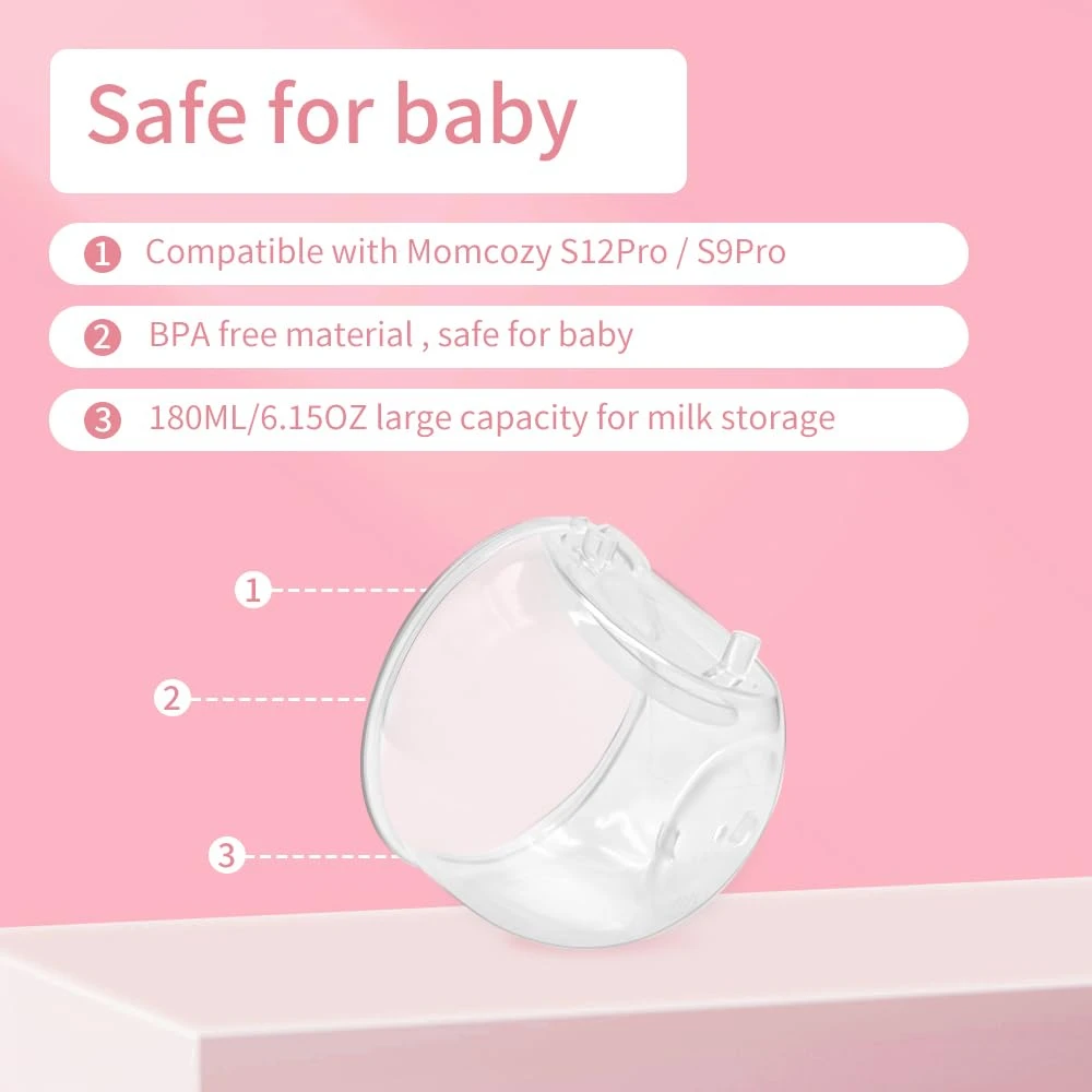 2 Sets Replacement Parts for Momcozy S12 Pro/S9 Pro Milk Cups: Collection Cup, Duckbill Valve, Flange, Diaphragm & Connector