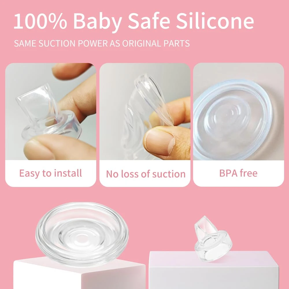 2 Sets Replacement Parts for Momcozy S12 Pro/S9 Pro Milk Cups: Collection Cup, Duckbill Valve, Flange, Diaphragm & Connector