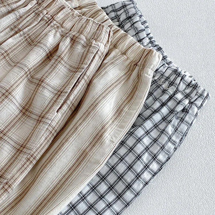 2026 New Summer Baby Pants Plaid Striped Child's Clothing Thin Trousers for Kids Beathable Kid's Pants for 0-3Y