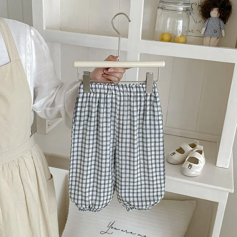 2026 New Summer Baby Pants Plaid Striped Child's Clothing Thin Trousers for Kids Beathable Kid's Pants for 0-3Y