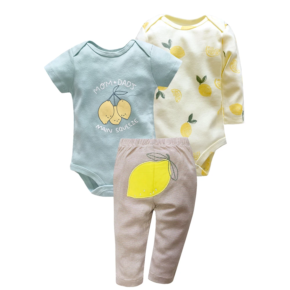 Baby Clothing Set for Newborns 100% Cotton Long + Short Sleeve Bodysuit +PP Harem Pants 3Pcs Bebe Jumpsuit Set Infant Outfit