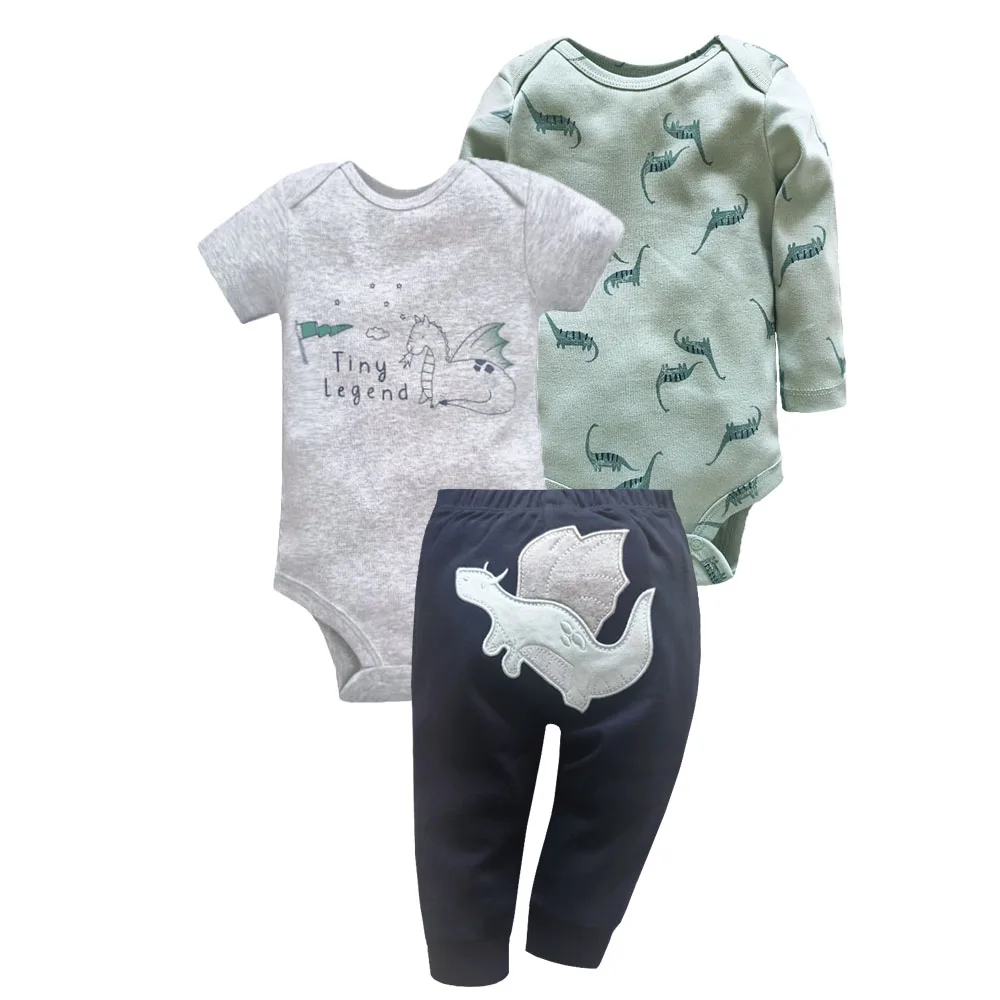 Baby Clothing Set for Newborns 100% Cotton Long + Short Sleeve Bodysuit +PP Harem Pants 3Pcs Bebe Jumpsuit Set Infant Outfit