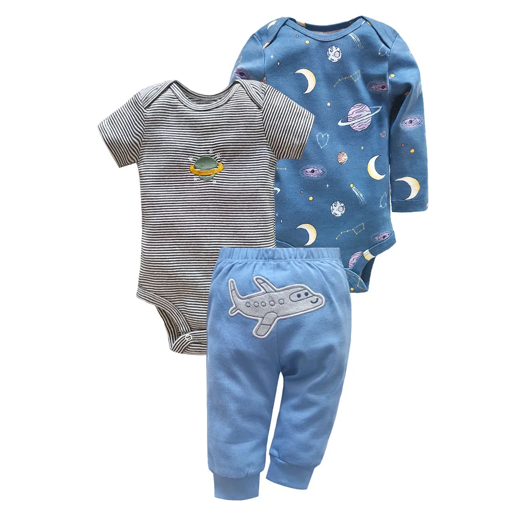 Baby Clothing Set for Newborns 100% Cotton Long + Short Sleeve Bodysuit +PP Harem Pants 3Pcs Bebe Jumpsuit Set Infant Outfit