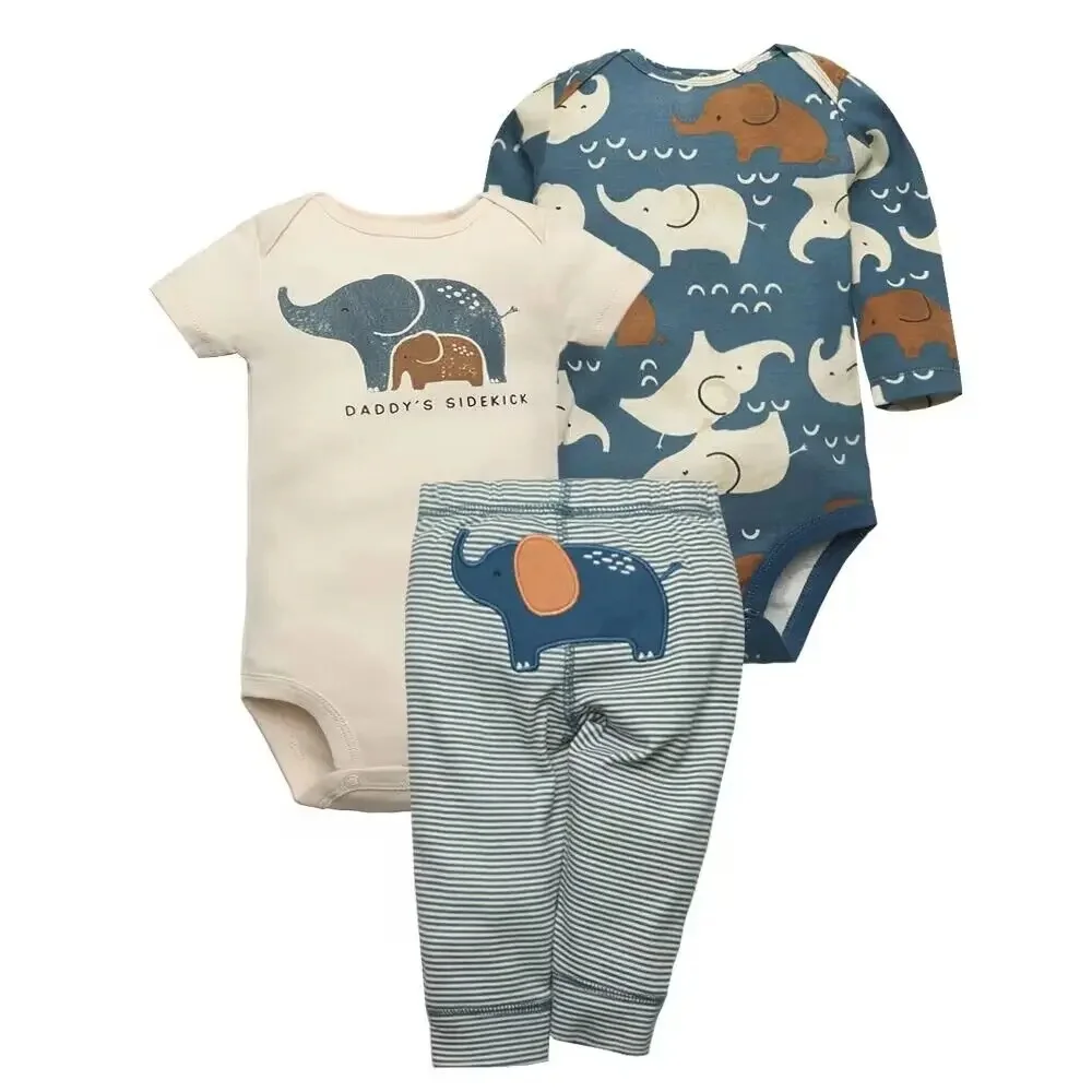 Baby Clothing Set for Newborns 100% Cotton Long + Short Sleeve Bodysuit +PP Harem Pants 3Pcs Bebe Jumpsuit Set Infant Outfit