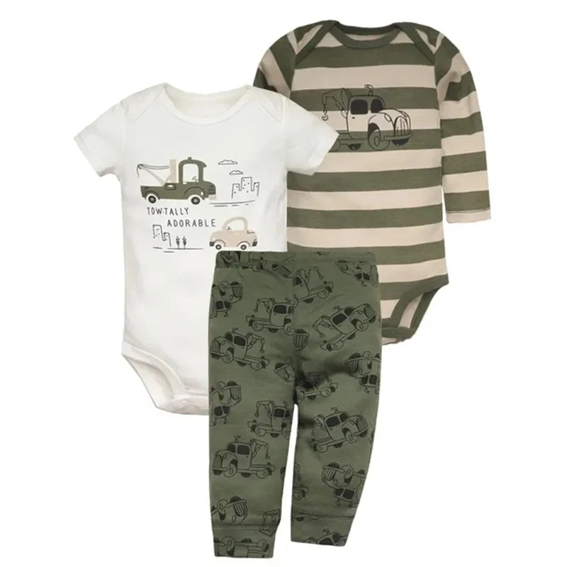 Baby Clothing Set for Newborns 100% Cotton Long + Short Sleeve Bodysuit +PP Harem Pants 3Pcs Bebe Jumpsuit Set Infant Outfit
