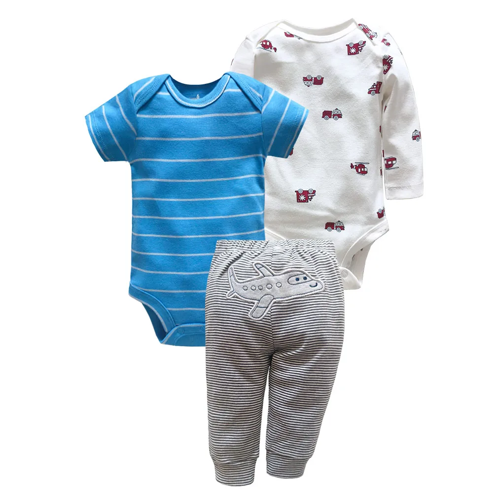 Baby Clothing Set for Newborns 100% Cotton Long + Short Sleeve Bodysuit +PP Harem Pants 3Pcs Bebe Jumpsuit Set Infant Outfit