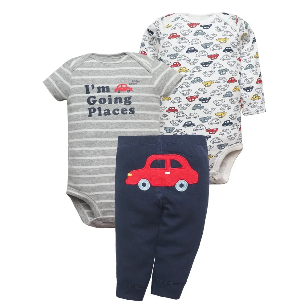 Baby Clothing Set for Newborns 100% Cotton Long + Short Sleeve Bodysuit +PP Harem Pants 3Pcs Bebe Jumpsuit Set Infant Outfit