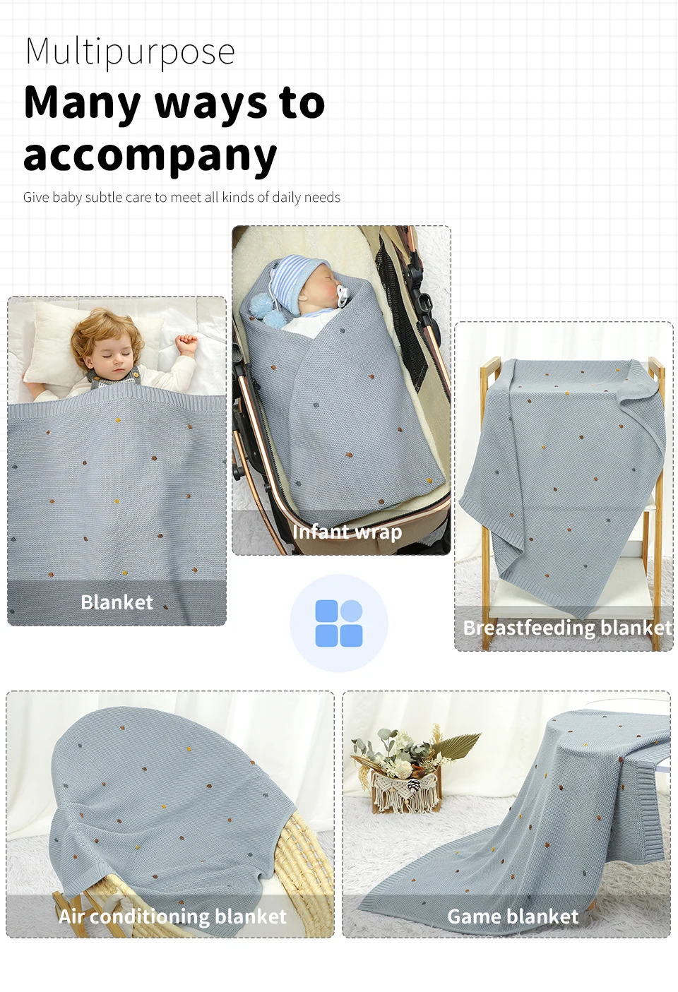 Baby Blankets 90*70cm Knitted Newborn Infant Kids Boys Girls Ultra-Soft Cotton Muslin Swaddle Wrap Stuff Toddler Comforter Sheet