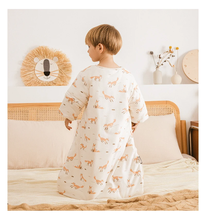 Baby Sleeping Bag Kids Sleepwear Sleeves Removable 0-2 Years Baby Sleepsack 2.5Tog Child Anti-Kick Blanket Quilt 100% Cotton
