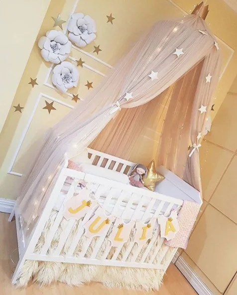 Mosquito Net Hanging Tent Star Decoration Baby Bed Crib Canopy Tulle Curtains for Bedroom Play House Tent for Children Kids Room