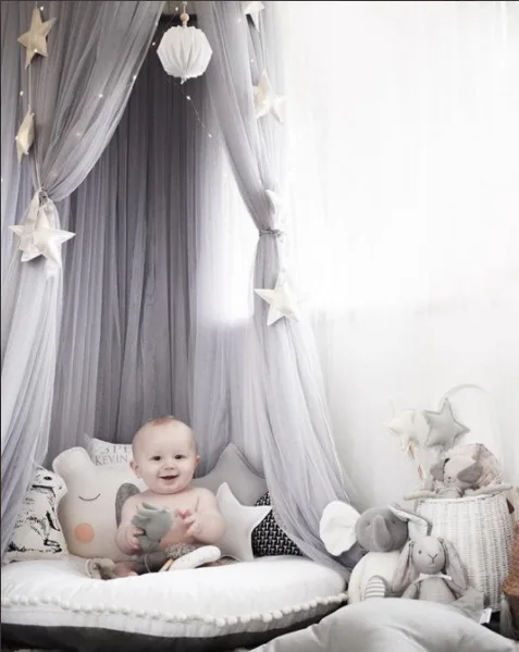Mosquito Net Hanging Tent Star Decoration Baby Bed Crib Canopy Tulle Curtains for Bedroom Play House Tent for Children Kids Room