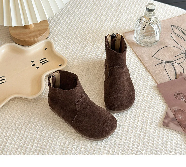 2025Autumn Winter Baby Boys Girls Boots Oxford Suede Children Casual Shoes Outdoor Anti-slip Infant Shoes Plush Kids Ankle Boots