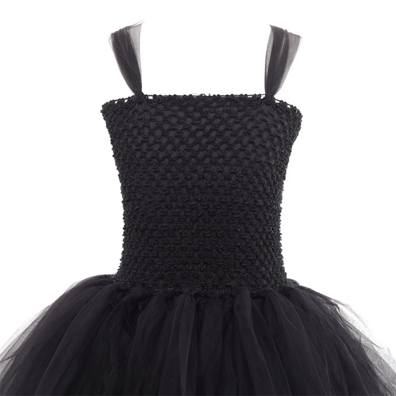 Little Kids Black Evil Witch Maleficent Fancy Dress Full Accessories Horns Wings Staff For Trick Or Treat School Stage Costume