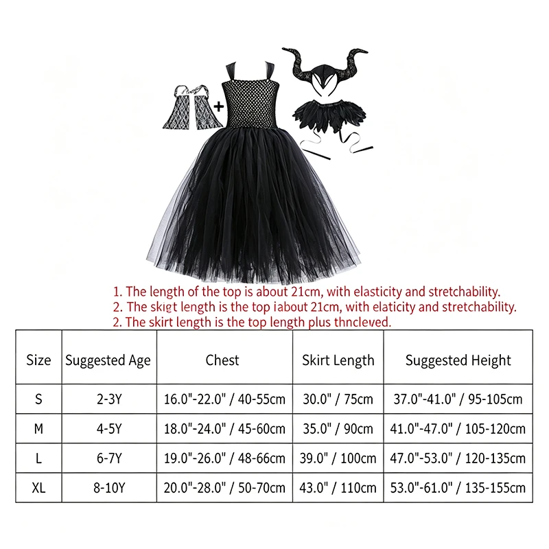 Little Kids Black Evil Witch Maleficent Fancy Dress Full Accessories Horns Wings Staff For Trick Or Treat School Stage Costume