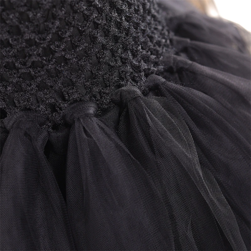 Little Kids Black Evil Witch Maleficent Fancy Dress Full Accessories Horns Wings Staff For Trick Or Treat School Stage Costume