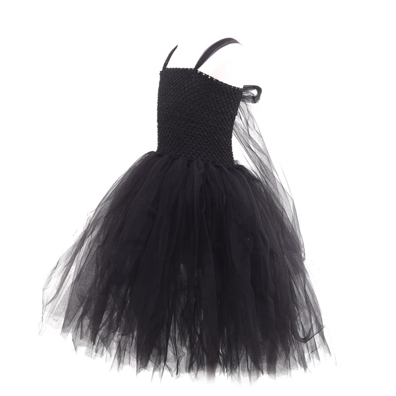 Little Kids Black Evil Witch Maleficent Fancy Dress Full Accessories Horns Wings Staff For Trick Or Treat School Stage Costume