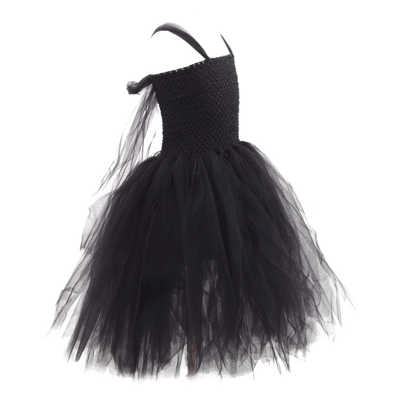 Little Kids Black Evil Witch Maleficent Fancy Dress Full Accessories Horns Wings Staff For Trick Or Treat School Stage Costume