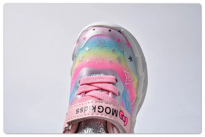 Autumn New Children's Sports Shoes Colorful Star Print Children's LED Light Shoes Soft Sole Girls Causal Sneakers 2-6 Years Old